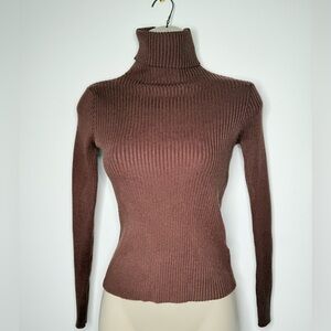 SHEIN Brown Turtleneck Ribbed Sweater Women’s Size Small